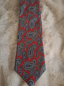 CLAYBROOKE Men's  Silk Tie Paisley Red/Blue  56" 3.5 W Classic Necktie - Picture 1 of 3