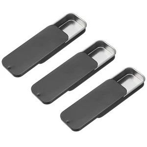 3Pcs Slide Top Tin Containers, 3"x1"x0.4" Mini Metal Empty Tins Box, Black - Picture 1 of 7