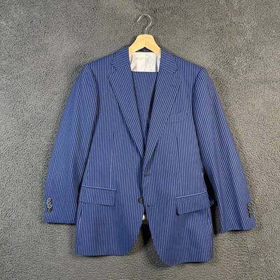 Suitsupply Suit Mens 40S Blue Striped Lazio/Brescia Slim Fit 2 Piece VBC Wool - Image 1 of 4