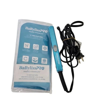 Mini plancha BaByliss Pro Nano azul titanio 1/2" 430 grados cuidado del cabello de viaje Foto 1 de 4
