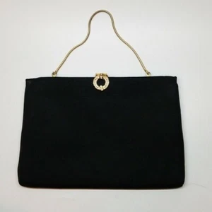 Vintage Harry Levine HL USA Evening Bag Black Jewel Accent Rope Strap - Picture 1 of 7