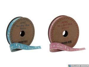 Baby Shower Ribbon ‘It’s a boy’ and ‘It’s a girl’ ribbon 15mm x 5m. Full reel. - Picture 1 of 5