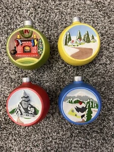 Set of 4 Duncan Ceramics Christmas Ornaments - Hand Painted - Vintage, 1970’s - Picture 1 of 9