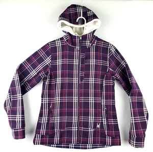 Spyder Damen Skijacke mit Kapuze Full Zip Mid Weight lila weiß pink Größe L - Bild 1 von 20