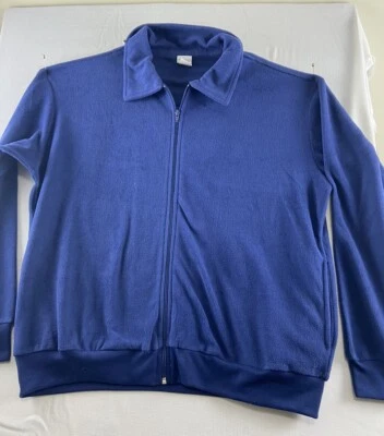 Haband Fleece Sweatshirt Mens Size Large Long Sleeve Full Front Zip Navy Blue - Image 1 of 4