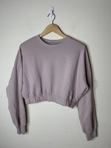 Hollister Cropped Sweatshirt Womens Size Small Lavendar Pullover Shirt Purple - Picture 1 of 5
