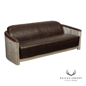 Aviator Style Leather Sofa - Picture 1 of 17