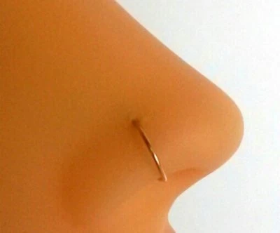 Nose Hoop Ring 14k Rose Gold Filled 24 Gauge Choose 6mm 7mm 8mm 9mm 10mm 24g - Image 1 of 2