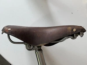 Vtg Brooks Professional Bicycle Seat Saddle Brown leather copper rivets Seat PST - Picture 1 of 6