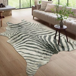 New-Zebra Rug Animal Print Carpet: 4.6 x 5.2 Feet Faux Zebra Hide Area Rug Weste - Picture 1 of 6