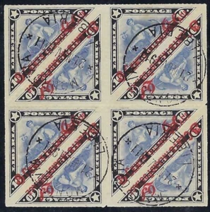 Liberia # O70 USED Block of Eight Monrovia 21 NOV 1911 Triangle - Picture 1 of 1