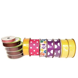 Lot of 12 Offray & Floral Garden Grosgrain Ribbon Paw Print Polka Dot MOSTLY NEW - Picture 1 of 8