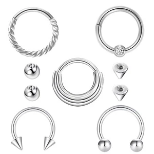 Septum Rings Nose Rings Hoops 5pcs 16g Surgical Steel Horseshoe Lip Rings Tra... - Picture 1 of 7