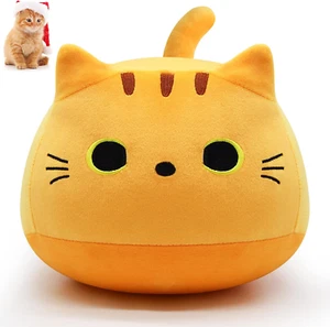 9" Kawaii Yellow Fat Cat Plush Pillow Toy, Soft Stuffed Animal for Kids, Birthda - Picture 1 of 5