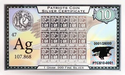 Silver Bullion Collectors Silver Certificate Limited Edition Artwork .999 Silver - Image 1 of 2