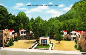 Cartolina Parco Corte Turistica Gatlinburg Tennessee Lino Non Spedita - Foto 1 di 2