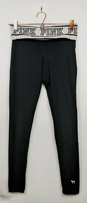 Victoria’s Secret ROSA Leggings Mujer’s S Negro Logo Mezcla Algodón-LEER Foto 1 de 4