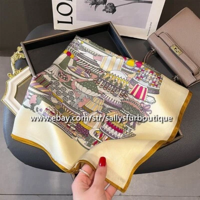 Sallys Boutique 100% Mulberry Silk Bandanna Cakes Print Necktie Scarf 68cm - Image 1 of 4