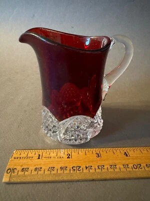 EAPG RUBY STAINED NON ETCHED ANTIQUE GLASS PITCHER CREAMER - Image 1 of 4
