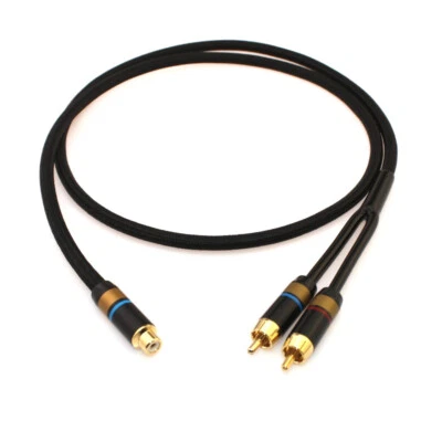 RCA Audio Jack Cable Y Adapter Splitter 1 Female to 2 Male Plug  Adapter Cable - Image 1 of 4