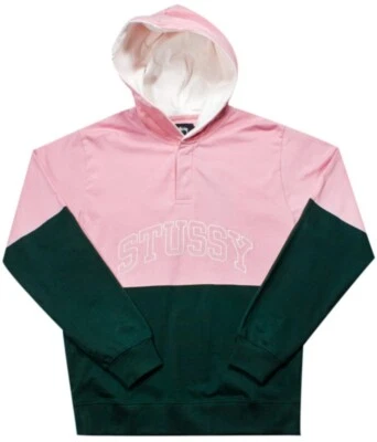 Sudadera con Capucha Henley Rosa Verde Bloques de Color Stussy Athleisure Para Hombre Talla XL Foto 1 de 4