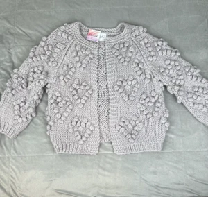 CHIC WISH Cardigan Women M/L Hand Knit Chunky Bobble Open Front Wool Blend NWT - Picture 1 of 13