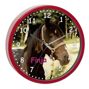 Kinder Wanduhr Kinderzimmer Kinderwanduhr Kinderuhr mit Namen Pferd Orignial - Bild 1 von 5