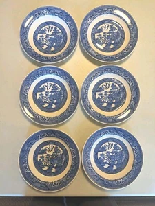 Menge 6, Blue Willow Wear Tiefe 8" Teller Schüsseln Homer Laughlin Vintage  - Bild 1 von 8