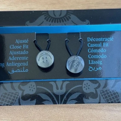 Cochic Shirt Collar Button Extenders Gray Smooth Black Elastic Set of 2 Sizes - Image 1 of 4