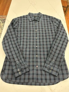 John Varvatos Hemd Herren mittelblau grau kariert leicht elegant Knopfleiste - Bild 1 von 7