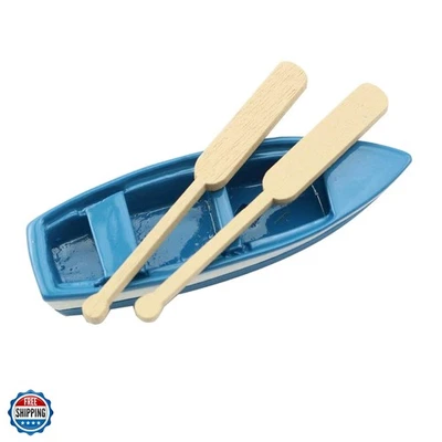 Precioso bote de remos azul miniatura pequeño bote de plástico modelo de canoa con remos para M... Foto 1 de 4