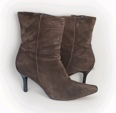 Коричневые замшевые ботильоны Ann Taylor размер 6,5 M сделано в Италии 90-е осень вибрация - Изображение 1 из 4