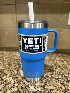 Tazza YETI Rambler 25 oz con coperchio in paglia, colore: blu Big Wave (nuova di zecca) - Foto 1 di 12