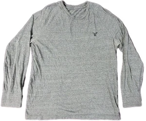 American Eagle Herren Large grau sportliche Passform solides Logo Langarmhemd - Bild 1 von 4