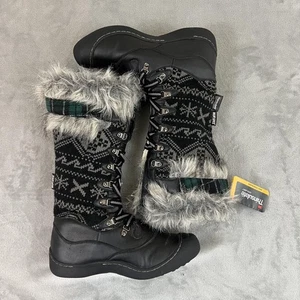 Botas Muk Luks para mujer talla 9 negras tejidas piel sintética aislante 200 g con cordones invierno - Imagen 1 de 10