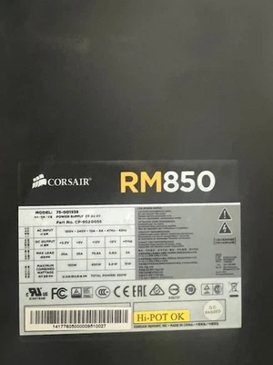 Fuente de alimentación Corsair RM850 850W MODELO 75-001938 P/N CP-9020056 Foto 1 de 4