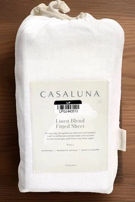Brand NEW Casaluna Full Size Linen Blend Fitted Sheet - Fresh White