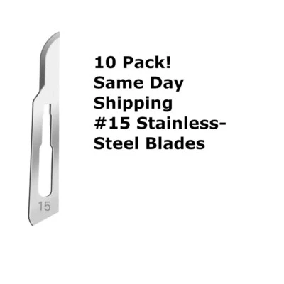 10 Pack #15 Scalpel Blade, Surgical Dental Stainless Steel Scalpel Blade #15 - Image 1 of 3