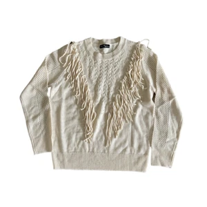 VICI Collection Women's Ivory Crew Neck Nigel Fringe Knit Pullover Sweater - Picture 1 of 7