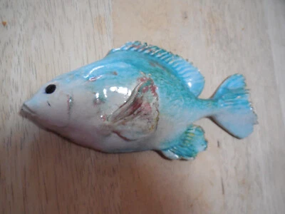 Arte marino para colgar en la pared peces grandes lagos decoración arcilla cerámica 8" cabina piscina rústico Foto 1 de 4