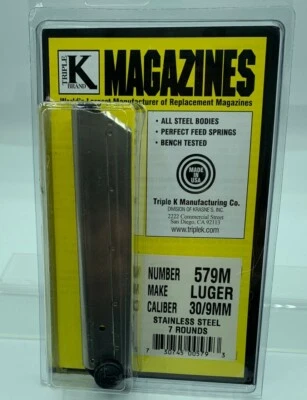 579M LUGER MAGAZINE P08 MAG 1908 LUGER 9mm 30 LUGER AÇO INOXIDÁVEL 7 RDS - Imagem 1 de 4