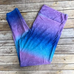 Purple Blue Paisley Ombre Flower Leaves Women's Leggings TC Plus Size 12-20 - Picture 1 of 3