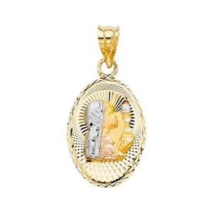 14K Tri Color Gold diamond cut communion Stamp Religious Pendant For Necklace - Picture 1 of 4