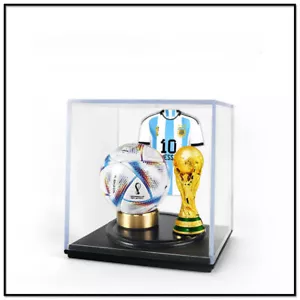 3in1 FIFA Qatar World Cup Messi Jersey Trophy Football Display 7x7cm - Picture 1 of 2
