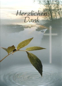 Trauer Danksagungskarten mit Innentext + Trauerumschlag Motiv Kreuz 10|15|25 - Bild 1 von 3