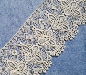 Adornos de ganchillo de algodón vintage vintage de 1-5 yardas 7,5"" de ancho con encaje blanco m0107 - Imagen 1 de 4