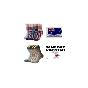 Socks 5 Pairs Winter Thick Warm Nordic Wool Blends Vintage Thermal Crew Socks - Picture 1 of 17
