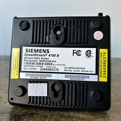 Siemens Speedstream 4100 Ethernet ADSL Modem - JJ S1B - No Adapter - Working - Image 1 of 4