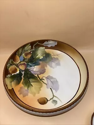 Antique Nippon Morimura Hand Painted Raised Acorn 3 Footed Bowl 7" - Image 1 of 4