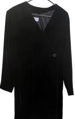 Vestido De Colección Liz Claiborne Para Mujer’s 12 Negro Terciopelo Imitación Envoltura Años 90 Forrado Impecable Foto 1 de 4